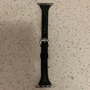 Navy Leather Apple Watch Band with Silver Buckle